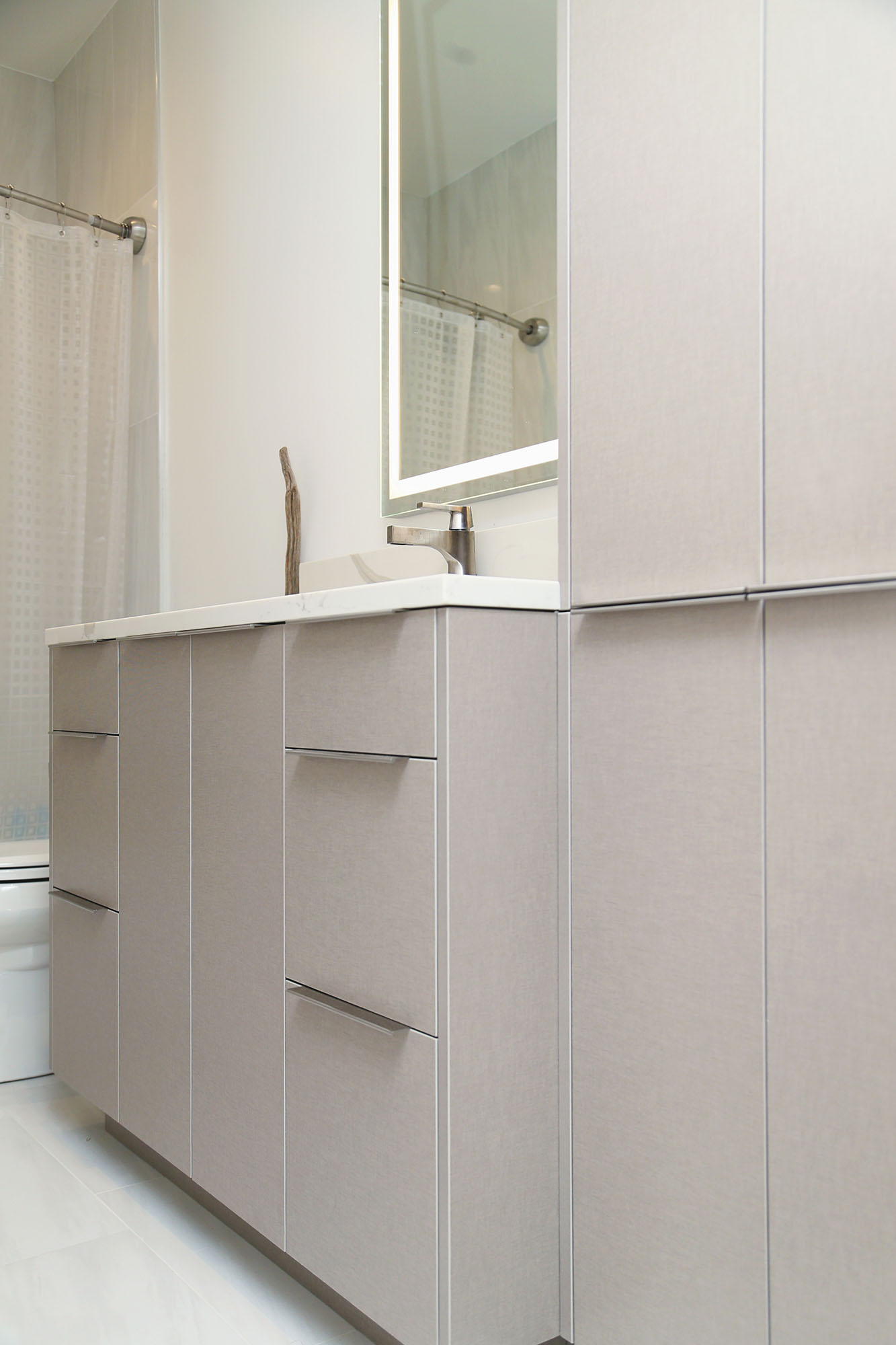 Bath Vanity Cabinets White Counter Top Vanity Mirror Tall Storage Elite Cabinets Tulsa Bathroom Remodel