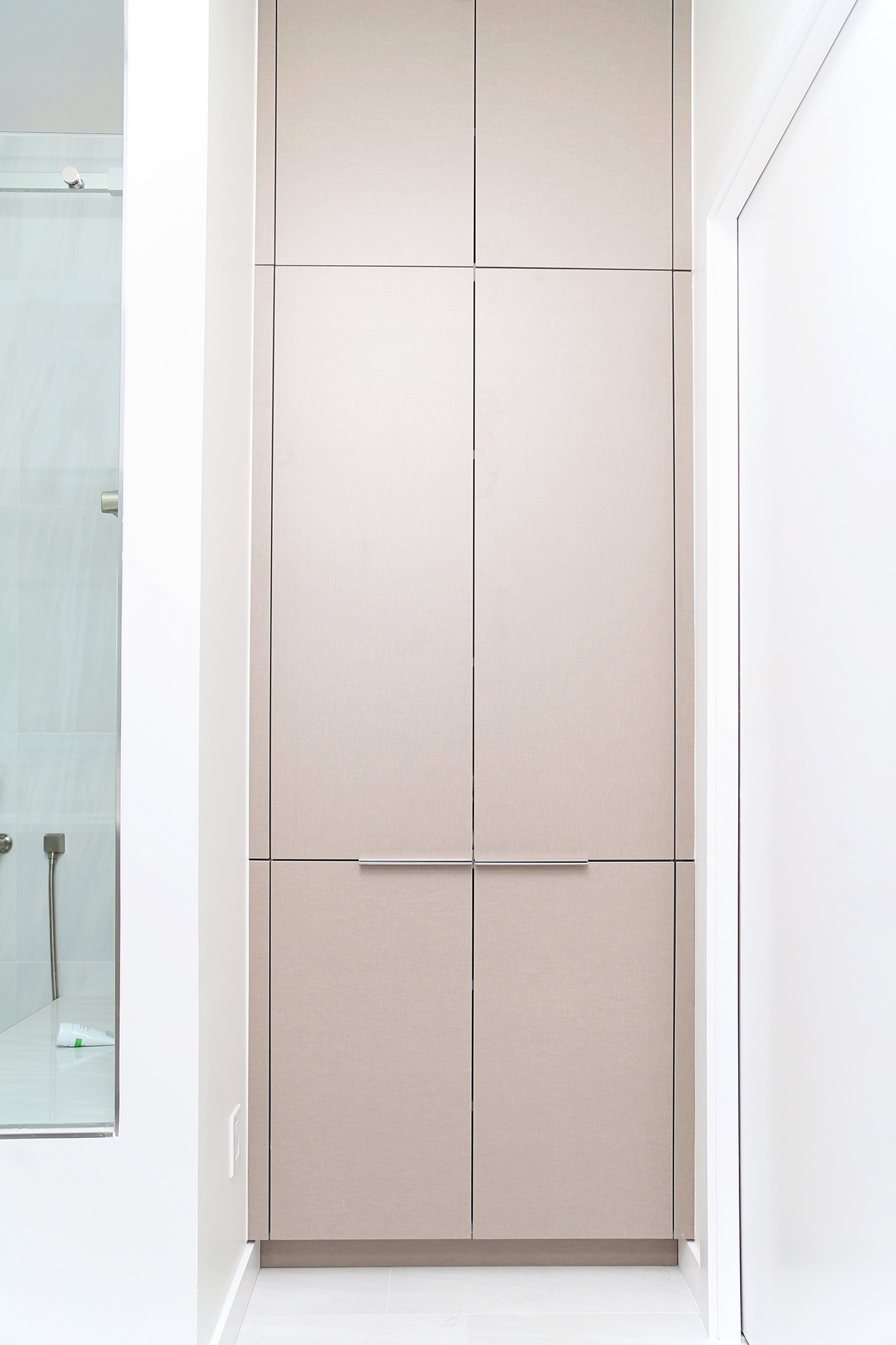 Bathroom Tall Linen Storage Flat Panel Cabinet Walk In Shower Elite Cabinets Bathroom Design Remodel