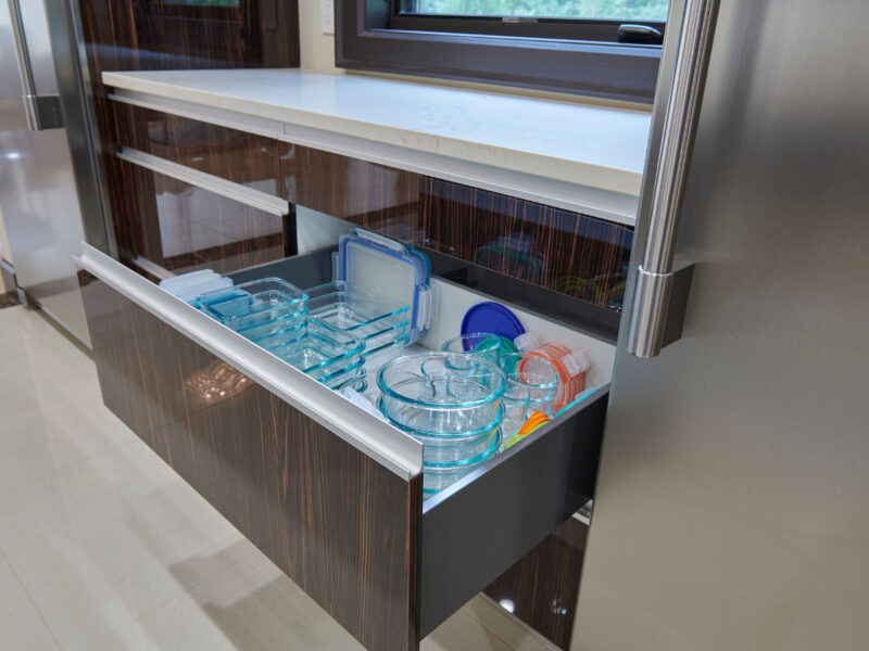 Dishwasher Drawer Storage Laminate Cabinet Finish White Counter Elite Cabinets Tulsa Kitchen Design