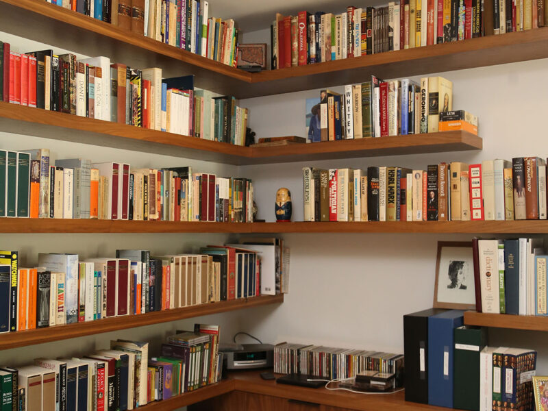 Floating Book Shelves Base Drawer Storage Wood Grain Finish Elite Cabinets Tulsa Cabinet Designer