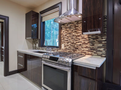 Kitchen Cabinets Range Vent Tile Backsplash Sink White Counter Elite Cabinets Tulsa Cabinets