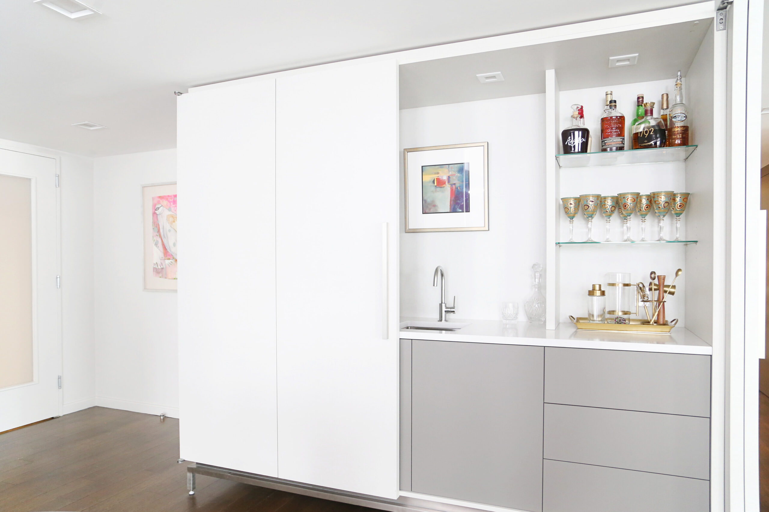 Open Beverage Space Bar Sink Open Shelves Elite Cabinets Tulsa Kitchen Design And Remodel