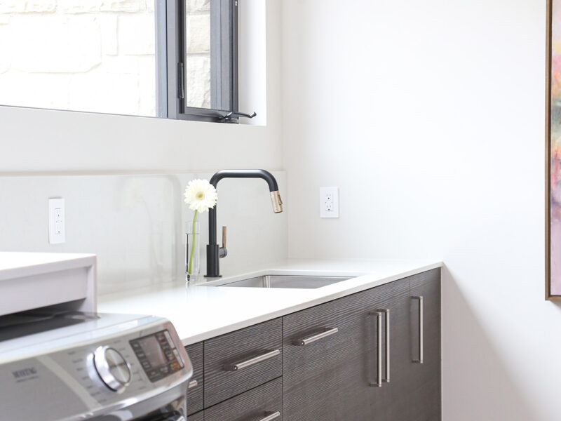 Utility Room Cabinet Storage Undermount Sink White Counter Washer Dryer Elite Cabinets Tulsa Remodel