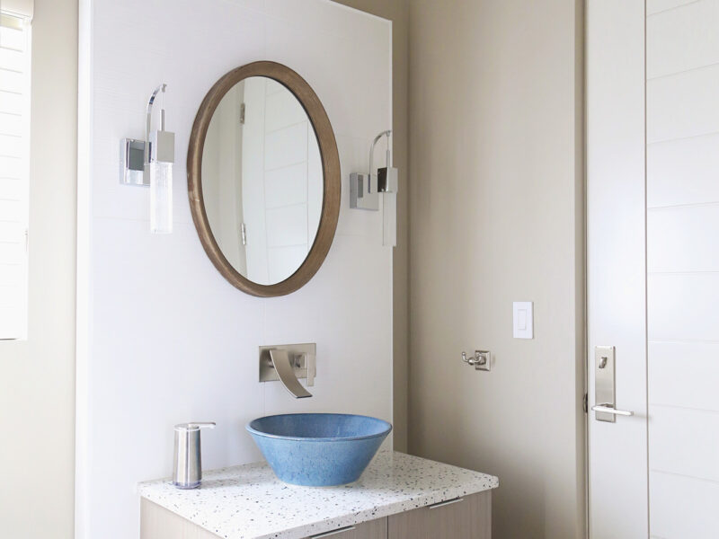 Vanity Cabinet Vessel Sink Mirror Wall Sconces White Counter Elite Cabinets Tulsa Bathroom Cabinet Remodeler