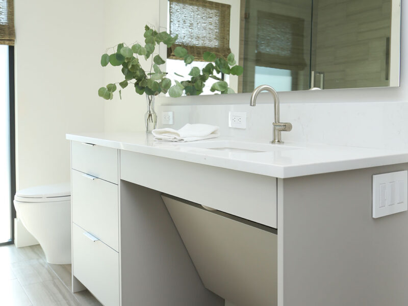 White Vanity Bathroom Cabinet White Counter Top Wood Flooring Elite Cabinets Tulsa Bathroom Cabinet Design