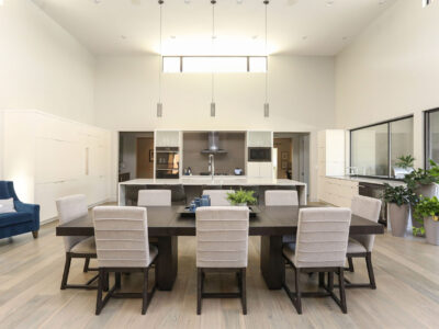 Tulsa Kitchen Dining Space Transitional Design Appliances Island Waterfall Counter Top Seating Decorative Pendant Lights Tulsa Kitchen Cabinet Designer